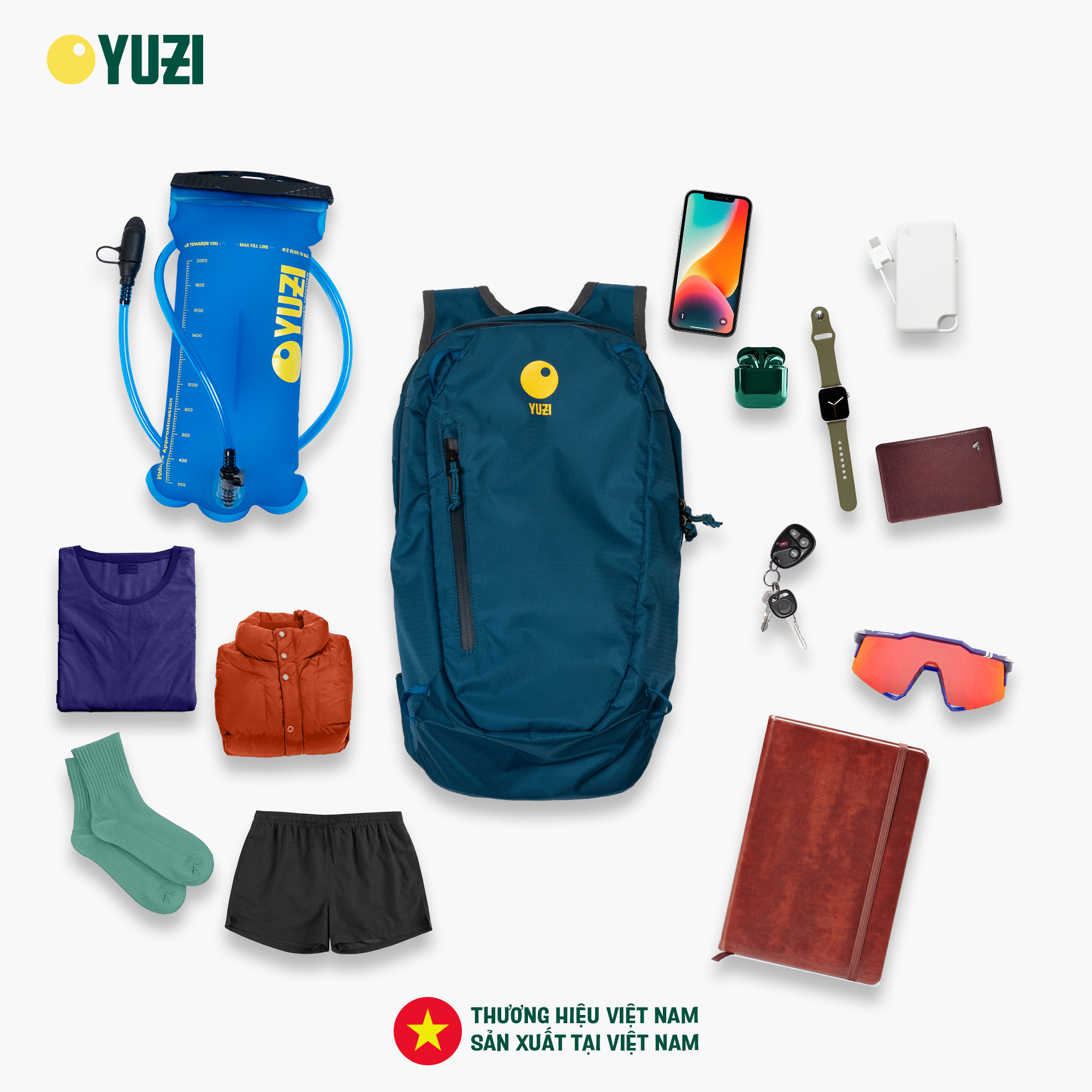 Balo leo núi trekking Việt Nam dung tích 12 lít Yuzi Flexible YZ12