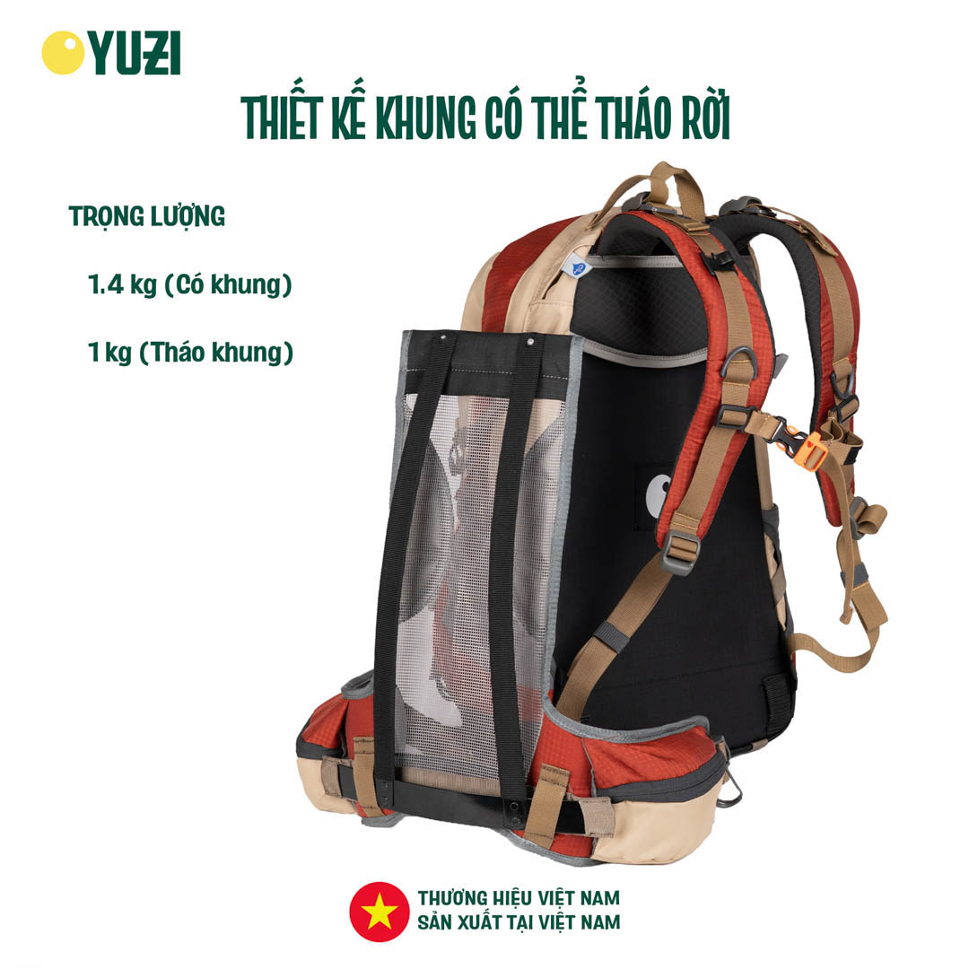 Balo leo núi 40 Lít trợ lực kháng nước YUZI- Usual 40L